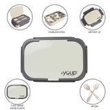 Youp Stainless Steel Insulated Grey Color Lunch Box With Fork, Spoon and Small Container Rolex - 850 ml
