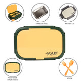 Youp Stainless Steel Insulated Yellow Color Lunch Box With Fork, Spoon and Small Container Rolex - 850 ml