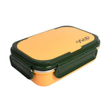 Youp Stainless Steel Insulated Yellow Color Lunch Box With Fork, Spoon and Small Container Rolex - 850 ml
