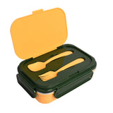 Youp Stainless Steel Insulated Yellow Color Lunch Box With Fork, Spoon and Small Container Rolex - 850 ml