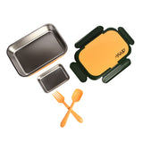 Youp Stainless Steel Insulated Yellow Color Lunch Box With Fork, Spoon and Small Container Rolex - 850 ml