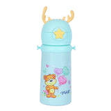 Youp Stainless Steel Sea Green Color Kids Favourite Print Sipper Bottle With Strap Style - 500 ml