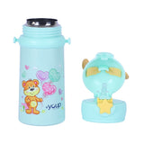 Youp Stainless Steel Sea Green Color Kids Favourite Print Sipper Bottle With Strap Style - 500 ml
