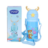 Youp Stainless Steel Blue Color Kids Favourite Print Sipper Bottle With Strap Style - 500 ml