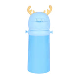 Youp Stainless Steel Blue Color Kids Favourite Print Sipper Bottle With Strap Style - 500 ml