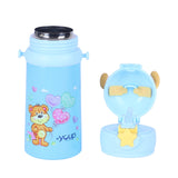 Youp Stainless Steel Blue Color Kids Favourite Print Sipper Bottle With Strap Style - 500 ml