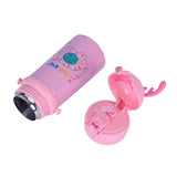Youp Stainless Steel Pink Color Kids Favourite Print Sipper Bottle With Strap Style - 500 ml