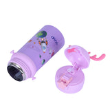 Youp Stainless Steel Purple Color Kids Favourite Print Sipper Bottle With Strap Style - 500 ml