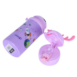 Youp Stainless Steel Purple Color Kids Favourite Print Sipper Bottle With Strap Style - 500 ml