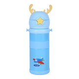Youp Stainless Steel Blue Color Tiger Print Kids Sipper Bottle With Strap Joy - 600 ml