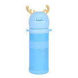 Youp Stainless Steel Blue Color Tiger Print Kids Sipper Bottle With Strap Joy - 600 ml