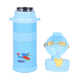 Youp Stainless Steel Blue Color Tiger Print Kids Sipper Bottle With Strap Joy - 600 ml
