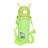 Youp Stainless Steel Green Color Tiger Print Kids Sipper Bottle With Strap Joy - 600 ml