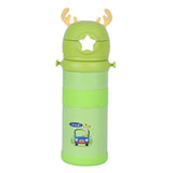 Youp Stainless Steel Green Color Tiger Print Kids Sipper Bottle With Strap Joy - 600 ml