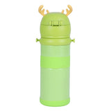 Youp Stainless Steel Green Color Tiger Print Kids Sipper Bottle With Strap Joy - 600 ml