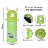 Youp Stainless Steel Green Color Tiger Print Kids Sipper Bottle With Strap Joy - 600 ml