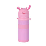 Youp Stainless Steel Pink Color Tiger Print Kids Sipper Bottle With Strap Joy - 600 ml