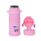 Youp Stainless Steel Pink Color Tiger Print Kids Sipper Bottle With Strap Joy - 600 ml