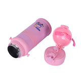 Youp Stainless Steel Pink Color Tiger Print Kids Sipper Bottle With Strap Joy - 600 ml