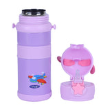 Youp Stainless Steel Purple Color Tiger Print Kids Sipper Bottle With Strap Joy - 600 ml