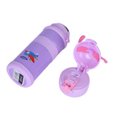 Youp Stainless Steel Purple Color Tiger Print Kids Sipper Bottle With Strap Joy - 600 ml