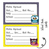 School Book Label -  Zig Zag Owl