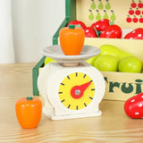 Wooden Fruit Stall Set Shopping Cart Fruit Market Stand Toy