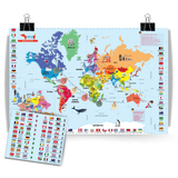 Kids World Map for Kids - Wall Poster for Room Decor