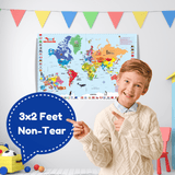 Kids World Map for Kids - Wall Poster for Room Decor