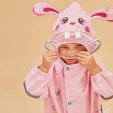 Baby Pink Rabbit Theme All Over Jumpsuit / Playsuit Raincoat for Kids