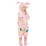 Baby Pink Rabbit Theme All Over Jumpsuit / Playsuit Raincoat for Kids