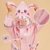 Baby Pink Rabbit Theme All Over Jumpsuit / Playsuit Raincoat for Kids
