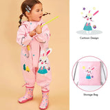 Baby Pink Rabbit Theme All Over Jumpsuit / Playsuit Raincoat for Kids