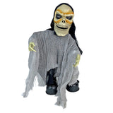 Black Scary walking Dwarf skeleton, Battery operated with voice, Motion and Light Halloween Party Decor