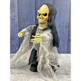 Black Scary walking Dwarf skeleton, Battery operated with voice, Motion and Light Halloween Party Decor