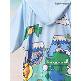 Blue Dino Lightweight Microfibre Hooded Swim Poncho/ beach coverup towel for Kids