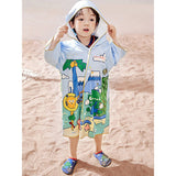 Blue Dino Lightweight Microfibre Hooded Swim Poncho/ beach coverup towel for Kids