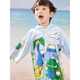 Blue Dino Lightweight Microfibre Hooded Swim Poncho/ beach coverup towel for Kids