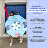 Blue Dino, Unique Mexican Hat Style Kids Umbrella
