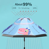 Blue Dino, Unique Mexican Hat Style Kids Umbrella