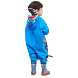 Blue Shark Theme All Over Jumpsuit / Playsuit Raincoat for Kids