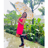 Bright Lemon Flowers, Chinese Canopy Style Rain and All season Umbrella
