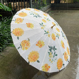Bright Lemon Flowers, Chinese Canopy Style Rain and All season Umbrella