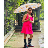 Bright Lemon Flowers, Chinese Canopy Style Rain and All season Umbrella