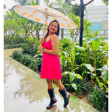 Bright Lemon Flowers, Chinese Canopy Style Rain and All season Umbrella