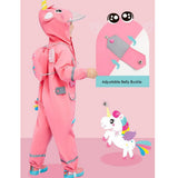 Bright Pink Magical Unicorn Theme All Over Jumpsuit / Playsuit Raincoat for Kids