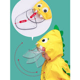 Bright Yellow 3d Dino Theme Raincoat for Kids