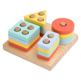 4 in 1 Shape Sorter Puzzle Block Wooden Educational Shape Sorting Puzzle Toy