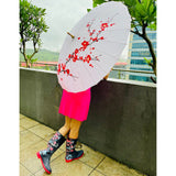 Cherry Blossom, Chinese Canopy Style Rain and All season Umbrella