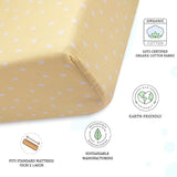 Organic Fitted Cot Sheet- Yellow Grasslands
